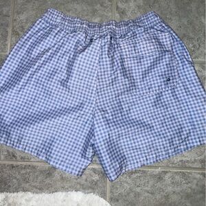 Onward Reserve, Blue Checkered Men's Swim Trunks, Size - Medium, w/ Liner